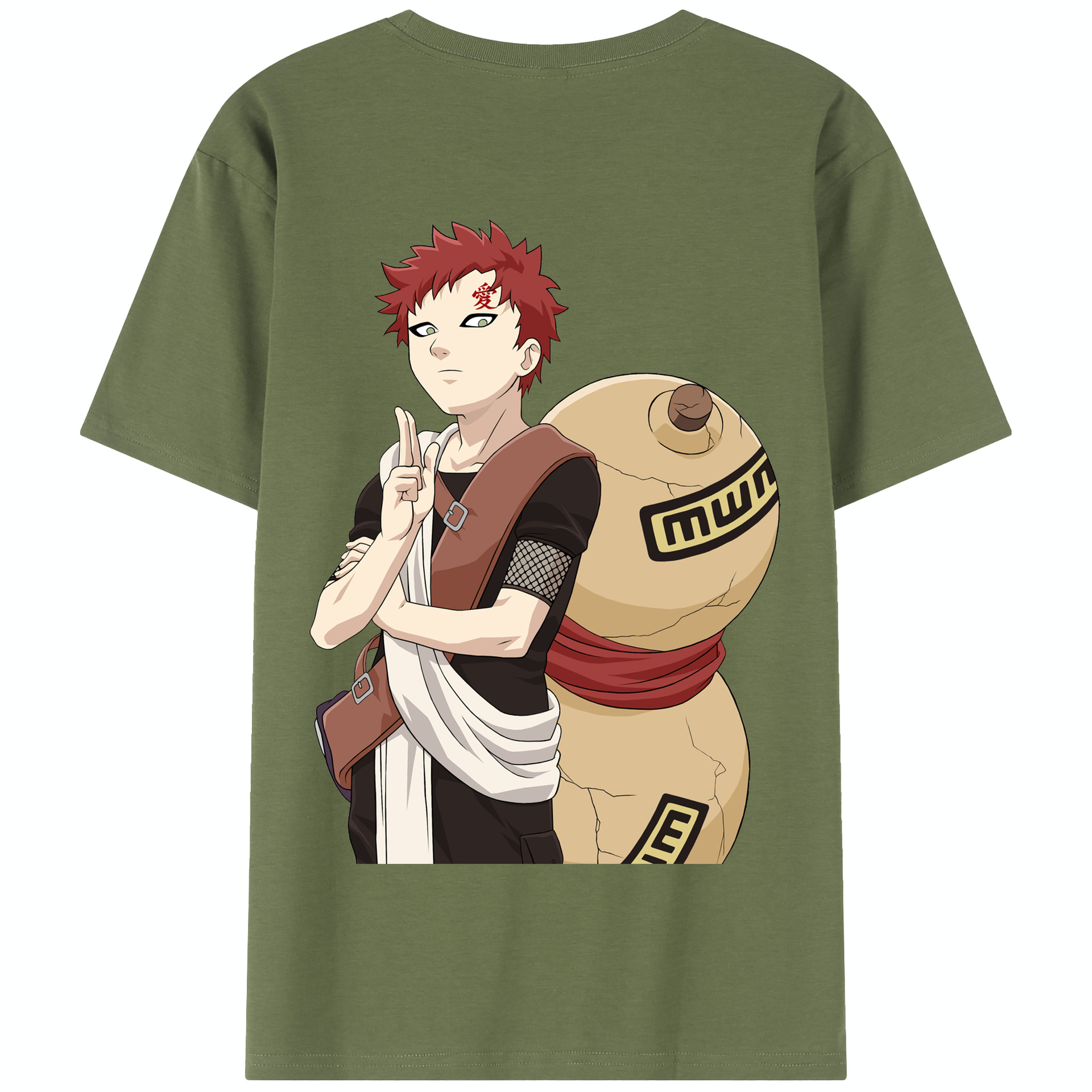 （画像用） NARUTO -ナルト- ガアラ Gaara 綿100％半袖Tシャツ（背面プリント）